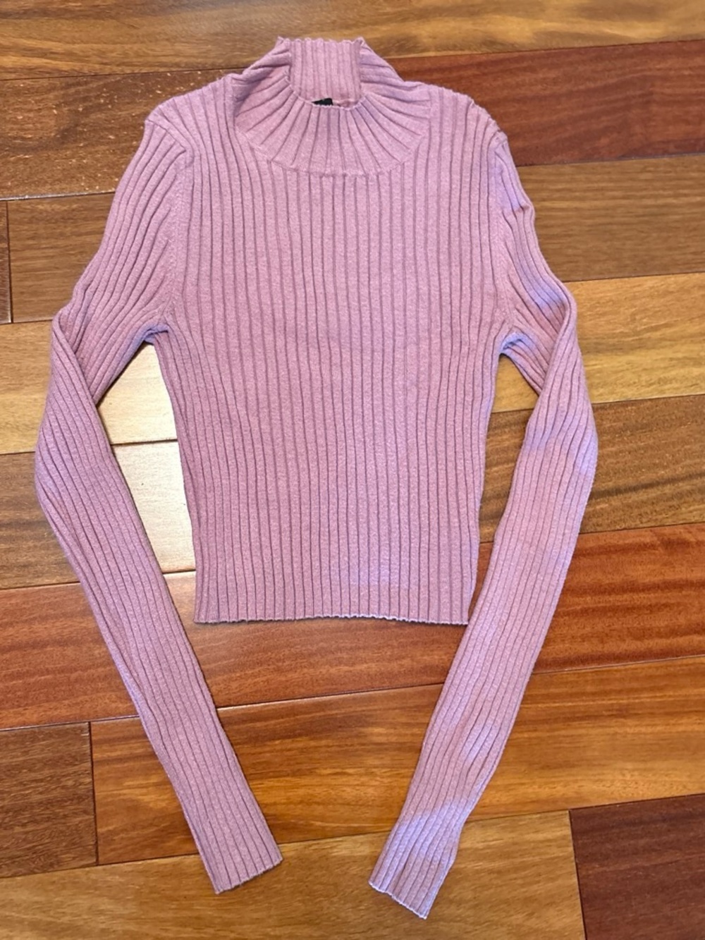 Kendall & Kylie Dusty Rose Ribbed Mock Neck Sweater